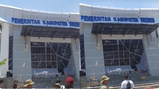 Gedung Rp120 Miliar di Brebes Ambruk Baru Diresmikan 3 Tahun, Netizen: Tidak Perlu Demonstrasi Besar...